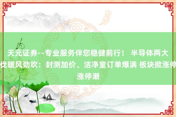 天元证券--专业服务伴您稳健前行！ 半导体两大步伐暖风劲吹：封测加价、洁净室订单爆满 板块掀涨停潮